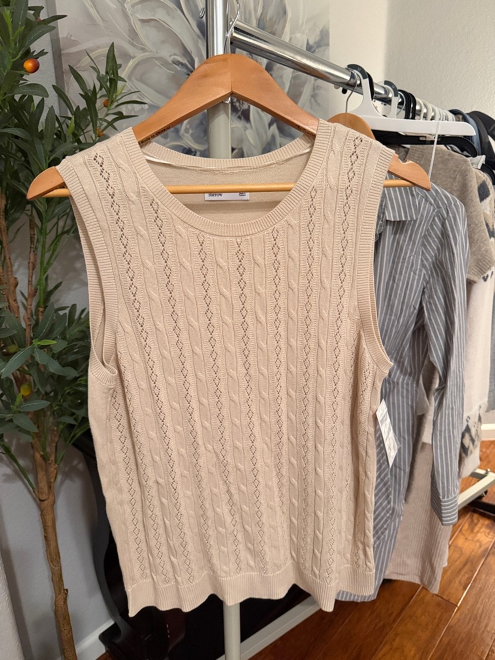 croft & barrow Cream Cable-Knit Sleeveless Sweater Tank Vest